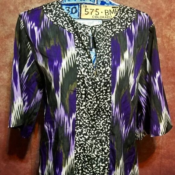 MICHAEL Michael Kors purple/animal print blouse - Picture 1 of 6
